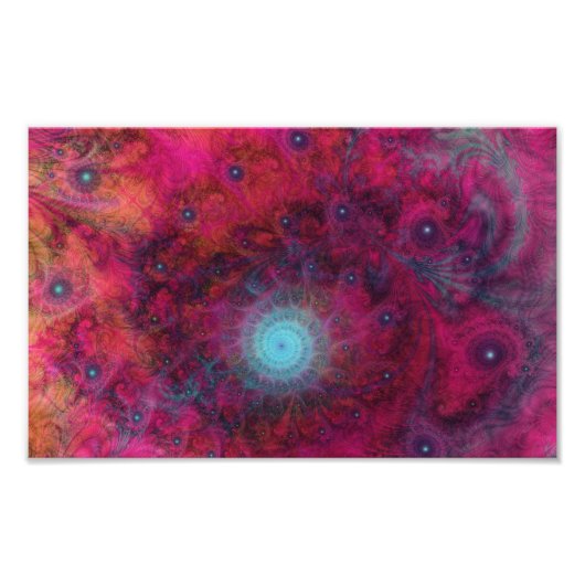 ROZE & TURQUOISE PSYCHEDELISCHE FRACTALE KUNST FOTO AFDRUK (Voorkant)