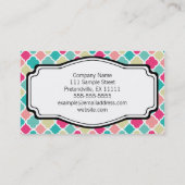 Roze Turquoise Quatrefoil Personal Visitekaartje (Achterkant)