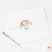 Roze Turquoise Rich Floral Bouquet Roos Wedding Ronde Sticker (Envelop)