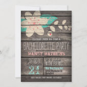 Roze & Turquoise Rustiek Hout Bachelorette Party Kaart (Voorkant)