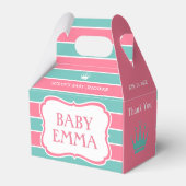 Roze turquoise Stripes Baby shower Favor Box Bedankdoosjes (Achterkant)