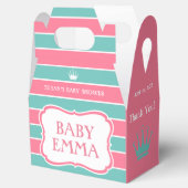 Roze turquoise Stripes Baby shower Favor Box Bedankdoosjes (Geopend)