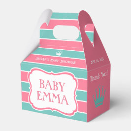 Roze turquoise Stripes Baby shower Favor Box Bedankdoosjes