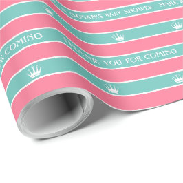 Roze turquoise Stripes Baby shower — Verpakkingspa Cadeaupapier