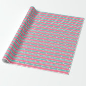 Roze turquoise Stripes Baby shower — Verpakkingspa Cadeaupapier (Uitgerold)