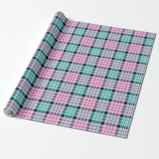 roze Turquoise Tartan Scottish Pset Cadeaupapier (Uitgerold)