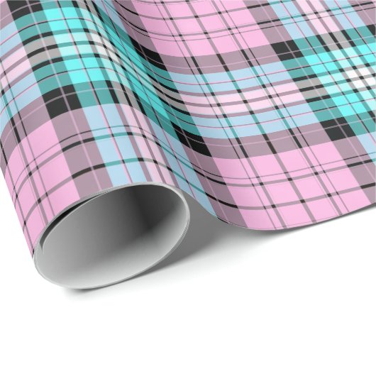  roze Turquoise Tartan Scottish Pset Cadeaupapier (Rol Hoek)
