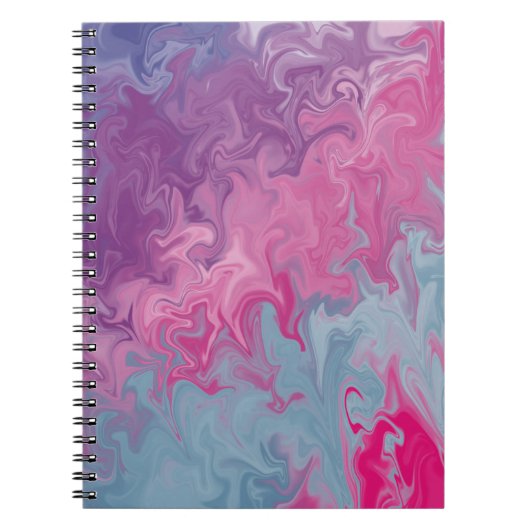 Roze & Turquoise Vloeibare Marmer Abstract Patroon Notitieboek (Voorkant)