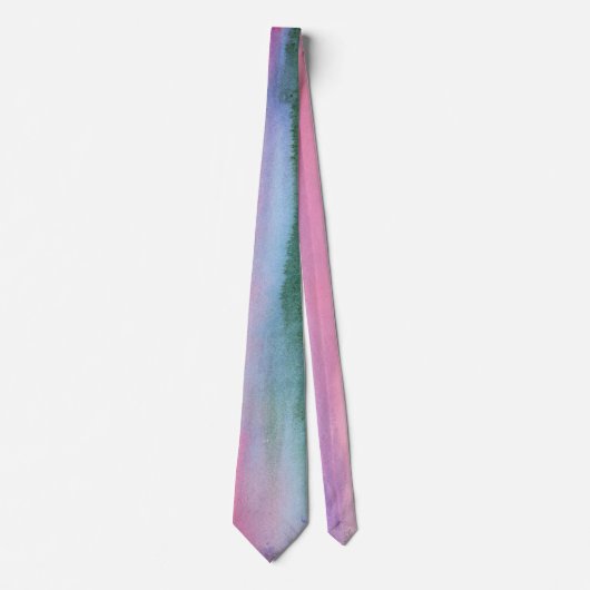 Roze & Turquoise Waterverfwas Stropdas (Voorkant)