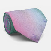 Roze & Turquoise Waterverfwas Stropdas (Opgerold)