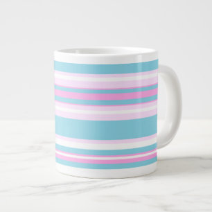 Roze, Turquoise, White Deckstoel Stripes Jumbo Mok