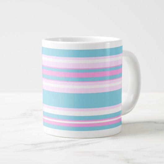 Roze, Turquoise, White Deckstoel Stripes Jumbo Mok (Voorkant rechts)