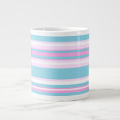 Roze, Turquoise, White Deckstoel Stripes Jumbo Mok (Voorkant)