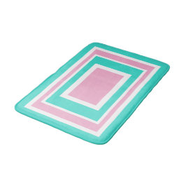 Roze Turquoise Witte Geometrisch Badmat