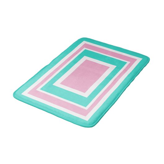 Roze Turquoise Witte Geometrisch Badmat (Gekanteld)