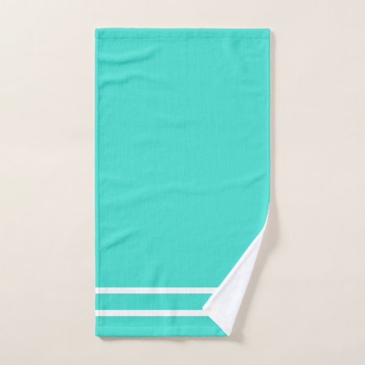 Roze turquoise witte geometrische strepen bad handdoek (Handdoek)