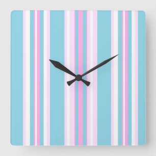 Roze, turquoise, witte ligstoel streep wandklok