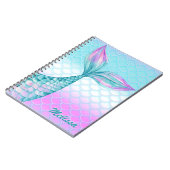 Roze Turquoise Zeemeerminnenstaart Schubben Persoo Notitieboek (Linkerzijde)