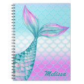Roze Turquoise Zeemeerminnenstaart Schubben Persoo Notitieboek (Voorkant)