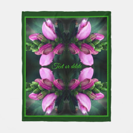 Roze Turtlehead Flower Abstract gepersonaliseerd Fleece Deken (Voorkant)