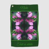 Roze Turtlehead Flower Abstract gepersonaliseerd Golfhanddoek (Voorkant)