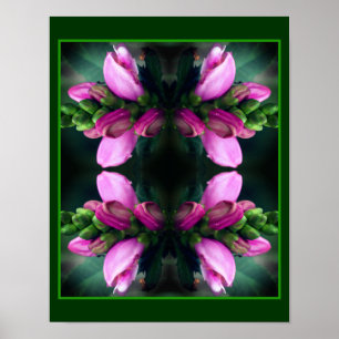 Roze Turtlehead Flower Close Up Mirror Abstract Poster