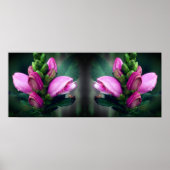 Roze Turtlehead Flower Mirror Abstract Poster (Voorkant)