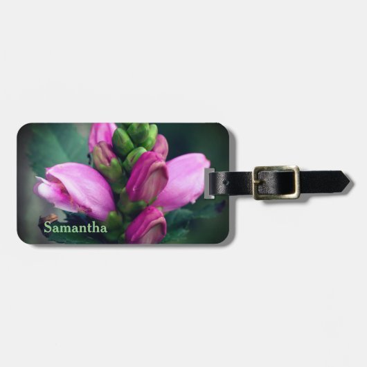 Roze turtlehead ventilator op maat bagagelabel (Voorkant horizontaal)