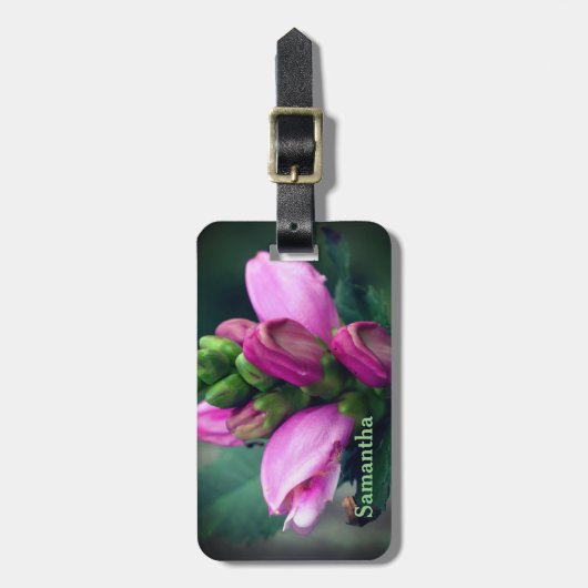 Roze turtlehead ventilator op maat bagagelabel (Voorkant verticaal)