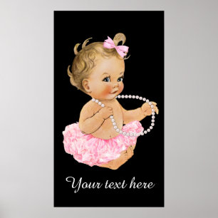 Roze Tutu Baby Ballerina Parels Baby Shower Poster