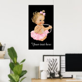 Roze Tutu Baby Ballerina Pearls Baby shower Poster (Thuiskantoor)