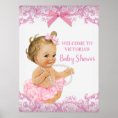 Roze Tutu Baby Girl Baby shower Welkomstteken Poster (Voorkant)