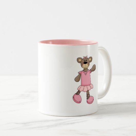 Roze Tutu Ballerina Ballet Beer Tweekleurige Koffiemok (Voorkant rechts)
