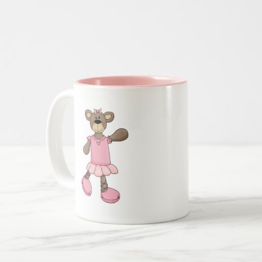Roze Tutu Ballerina Ballet Beer Tweekleurige Koffiemok (Voorkant links)