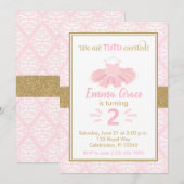 Roze Tutu Ballerina Girl Birthday Uitnodiging (Voorkant / Achterkant)