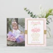 Roze Tutu Ballerina Girl Foto: Dank je wel Kaart (Staand voorkant)