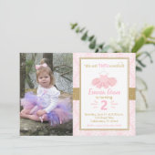 Roze Tutu Ballerina Girl Foto van Birthday Kaart (Staand voorkant)