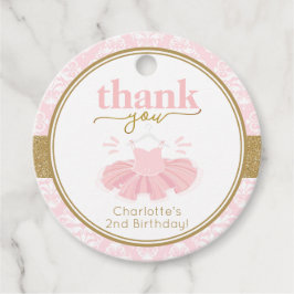 Roze Tutu Ballerina Hartelijk dank voor Afbeelding Bedankjes Labels