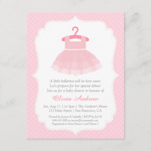 Roze Tutu Ballerina Meisje Baby Shower Uitnodiging