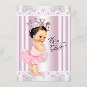 Roze Tutu Ballerina Pearl en Kant Baby shower Kaart