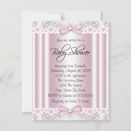 Roze Tutu Ballerina Pearl en Kant Baby shower Kaart (Achterkant)