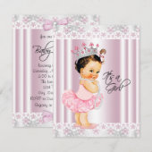 Roze Tutu Ballerina Pearl en Kant Baby shower Kaart (Voorkant / Achterkant)