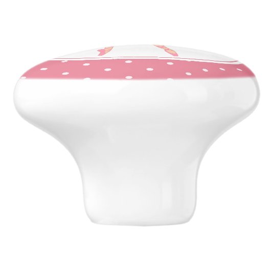 Roze Tutu Ballerina Polka Dot Keramische Knop (Zijkant)