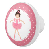 Roze Tutu Ballerina Polka Dot Keramische Knop (Rechts)