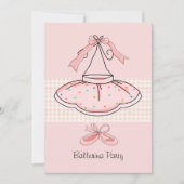 Roze Tutu Birthday Party Invitation Kaart (Voorkant)