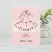 Roze Tutu Birthday Party Invitation Kaart (Staand voorkant)