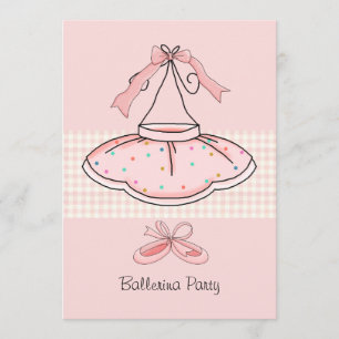 Roze Tutu Birthday Party Invitation Kaart
