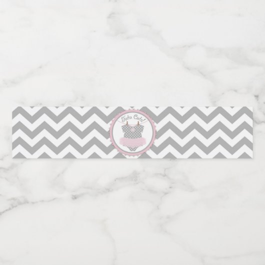 Roze Tutu Chevron Meisje Baby shower Waterfles Etiket (Enkel label)