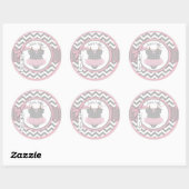 Roze Tutu & Chevron Print Baby shower Ronde Sticker (Vel)