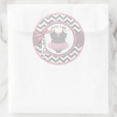 Roze Tutu & Chevron Print Baby shower Ronde Sticker (Tas)